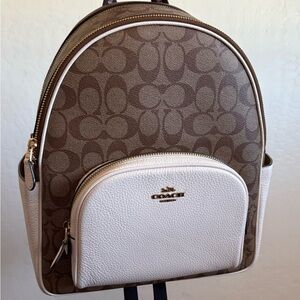 Coach Signature Brown and Cream Backpack